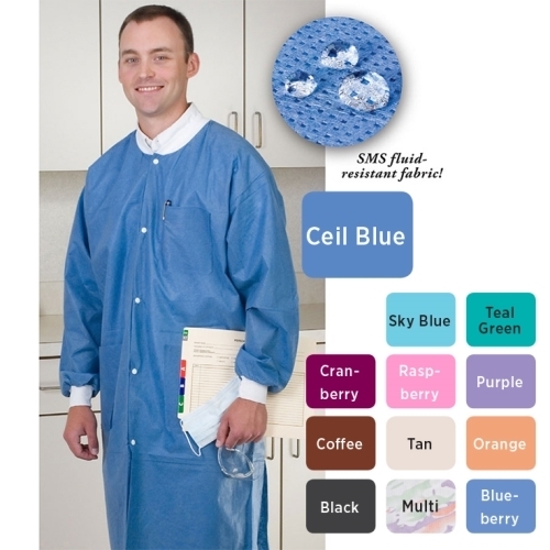 Valumax Extra Safe Lab Coats Ceil Blue Large 10 Pk Knee Length Ebay